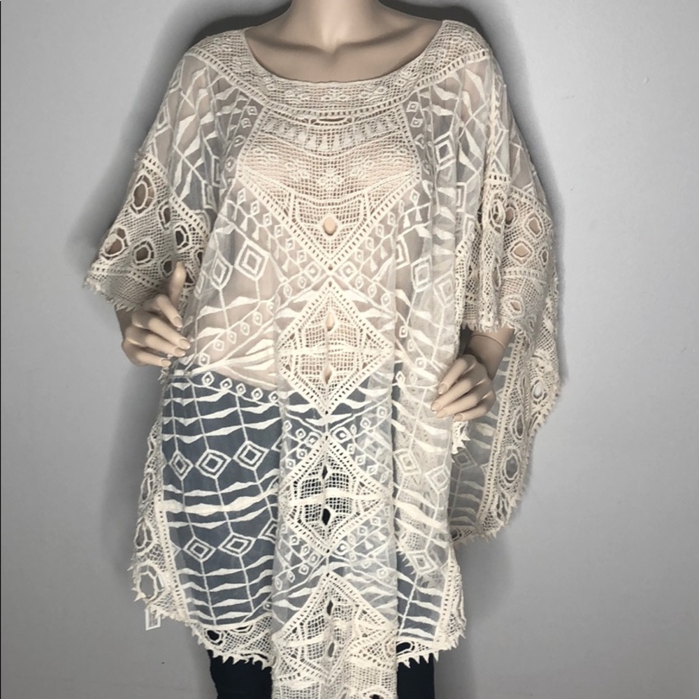 #62 Ivory Embroidered Poncho - Picture 8 of 11